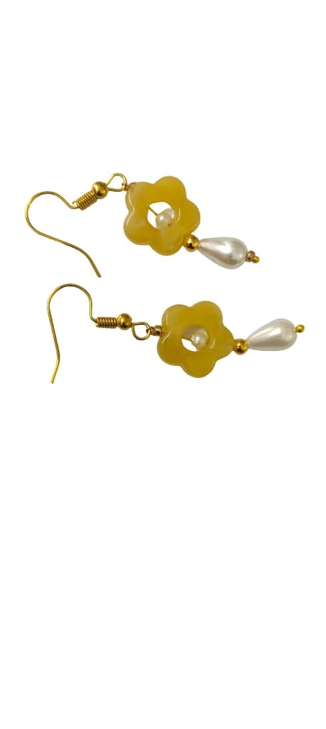 Floral Drop Earrings with Pearl Accents - Elegant & Chic view 2
