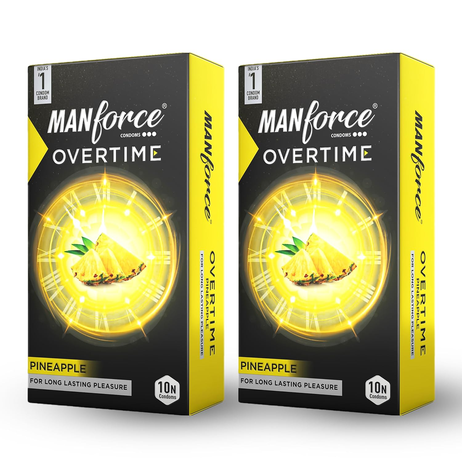 MANFORCE Overtime Pineapple 3in1 (Ribbed Contour Dotted) Condoms - 10s (Pack of 2) Condom (Set of 2 20 Sheets) view 2