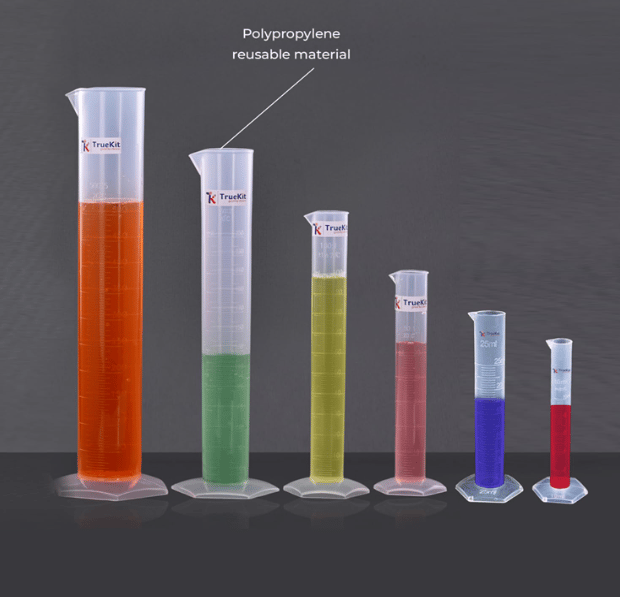 TRUEKIT Transparent Plastic Measuring Cylinder with Graduation Marks. (10ml+25ml+50ml+100ml+250ml+500ml) (Pack of 6) view 2