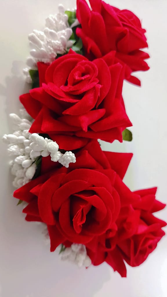 Artificial Rose with White Parag Hair Brooch. view 2