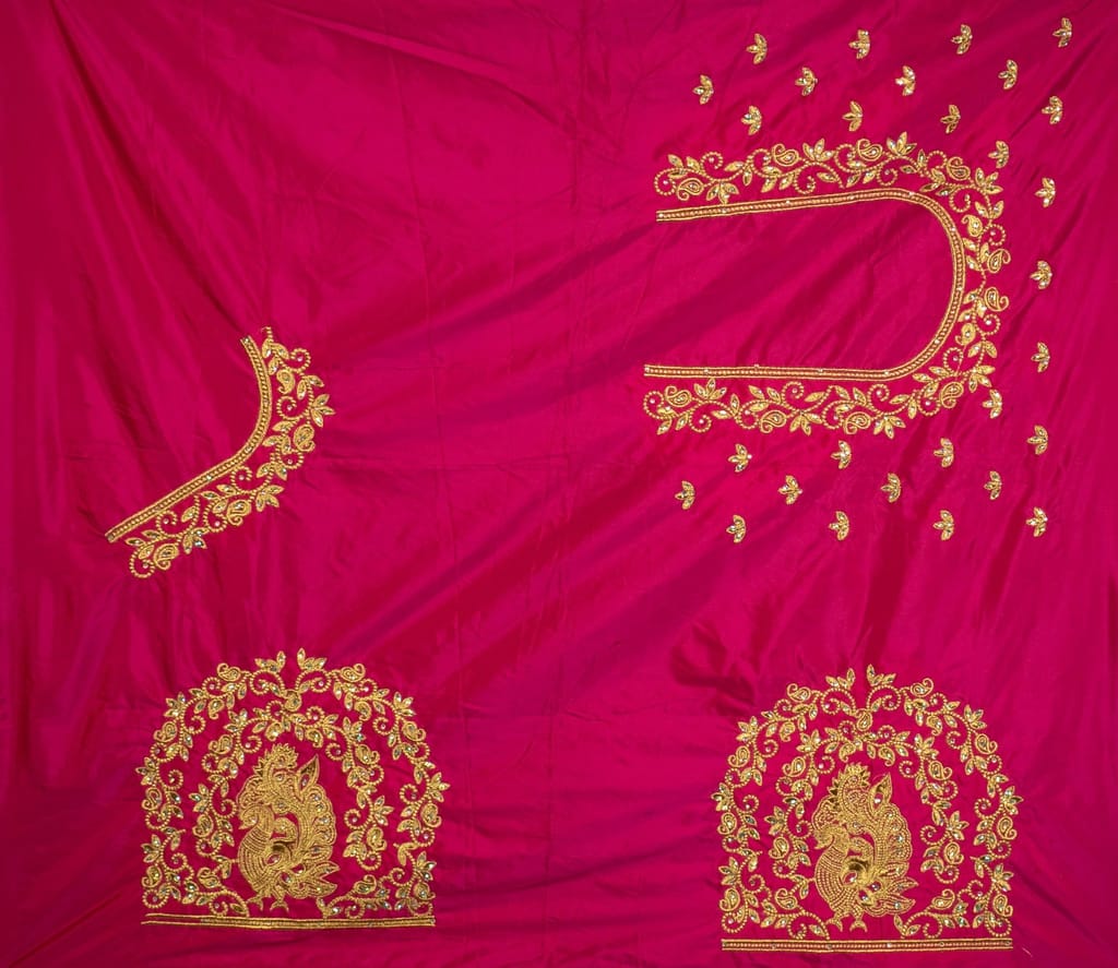 Embroidered Blouse Design With Zari Work view 2