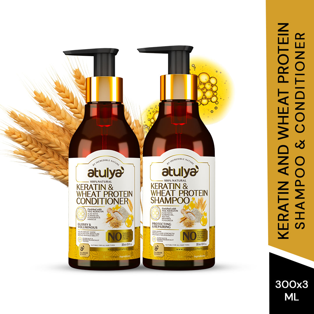 Atulya Keratin & Wheat protein Shampoo + Conditioner Set (Pack of 2) - 300ml Each view 2