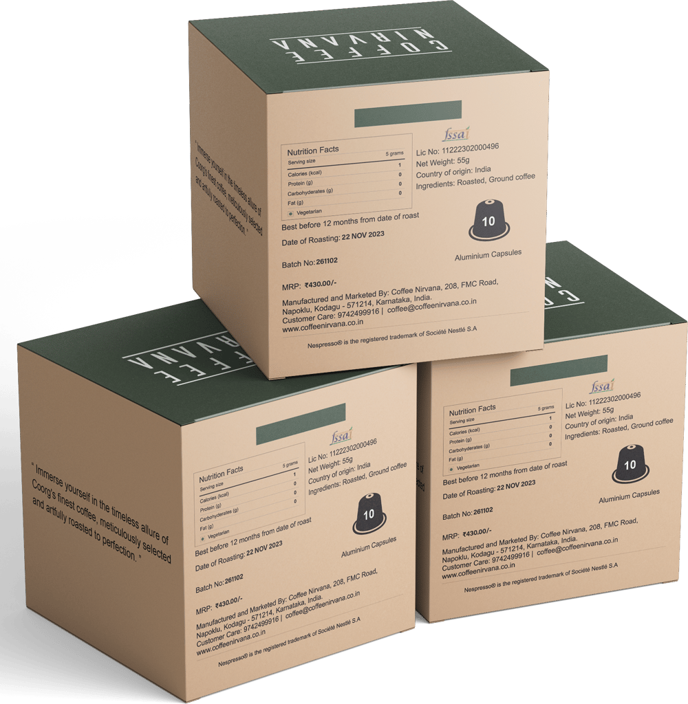 Coffee Nirvana, South Indian Filter Coffee, Box of 10, Nespresso Compatible Aluminum Capsules view 2