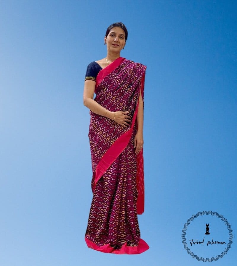 Pure Handloom Ikkat Cotton Sarees with Unique, Distinctive Patterns – Elegant & Sustainable view 2