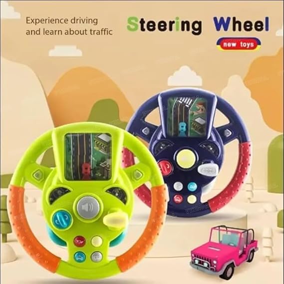 Steering Wheel Toy for Kids Simulation Driving Car Toy with Light & Sound Mode view 2