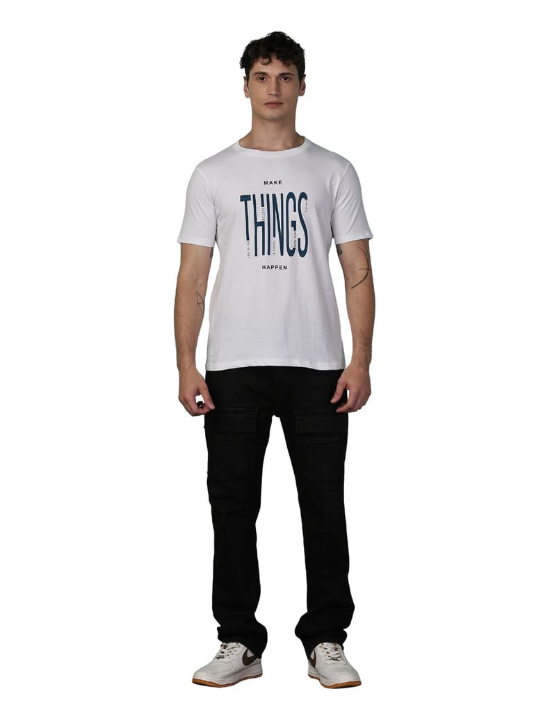 Cotton White Graphics T-Shirt view 2