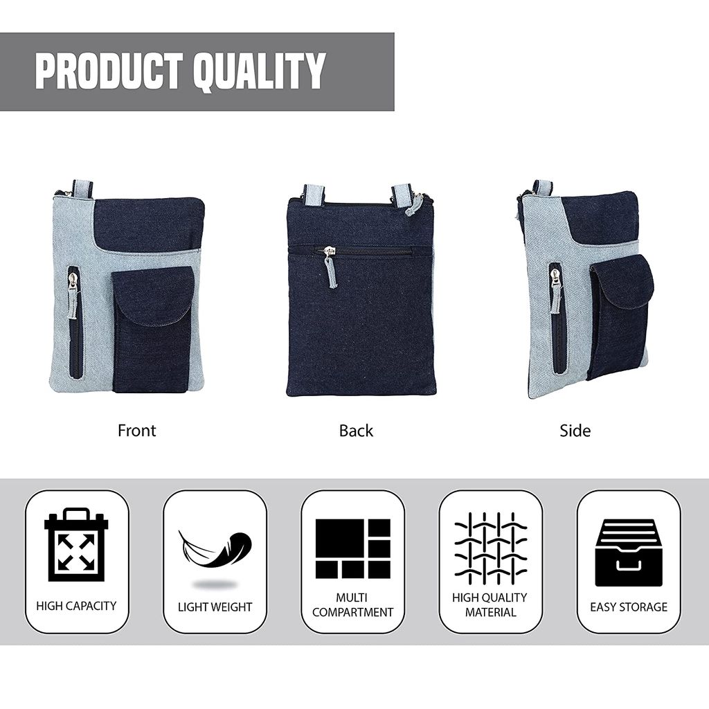 The Purani Jeans Sling Bags For Women Stylish Latest Sling Bag For Girls Branded Multipocket Blue view 2