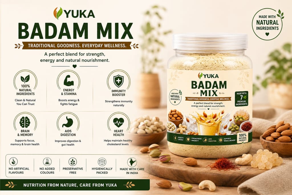 YUKA Badam Mix 100g | Almond, Pistachio & Cashew Health Drink Mix view 2