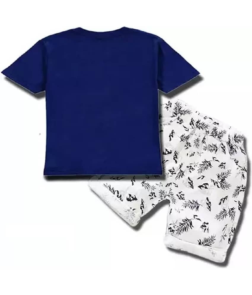 CUTEVIBE Pack of 1 Unisex for Baby Cotton Blend T-Shirt & Shorts ( Blue ) view 2