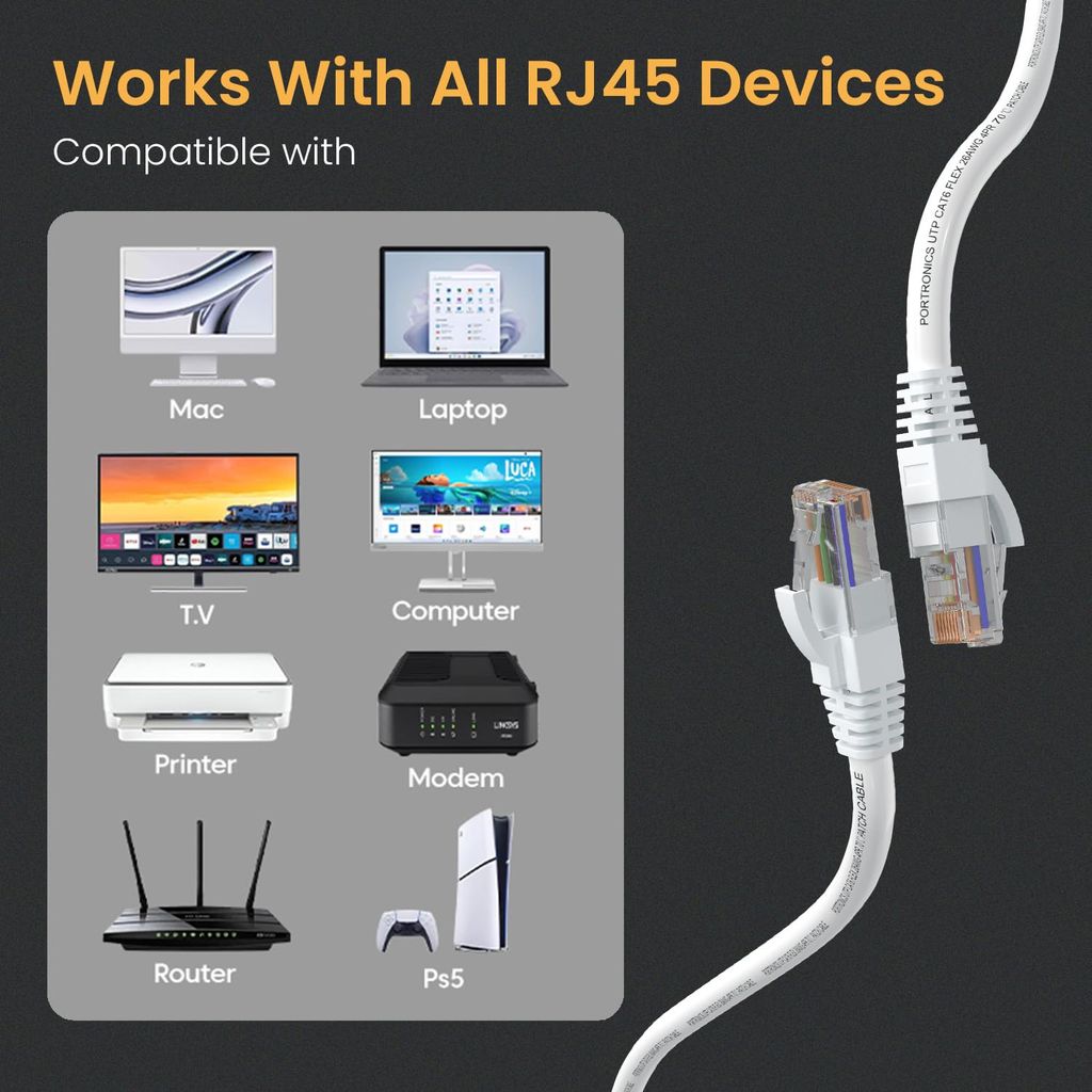 Portronics NetX10 CAT-6 Ethernet Cable 10M, RJ45 to RJ45 LAN Cable, 1000 Mbps Speed view 2