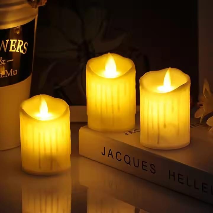GLOWSERIE Decorative Flameless Candle Set for Bedroom, Table & Festival Décor view 2
