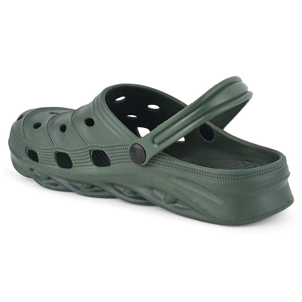 Paragon Olive Green Ultra-Comfortable Self-Design Clogs for Men view 2