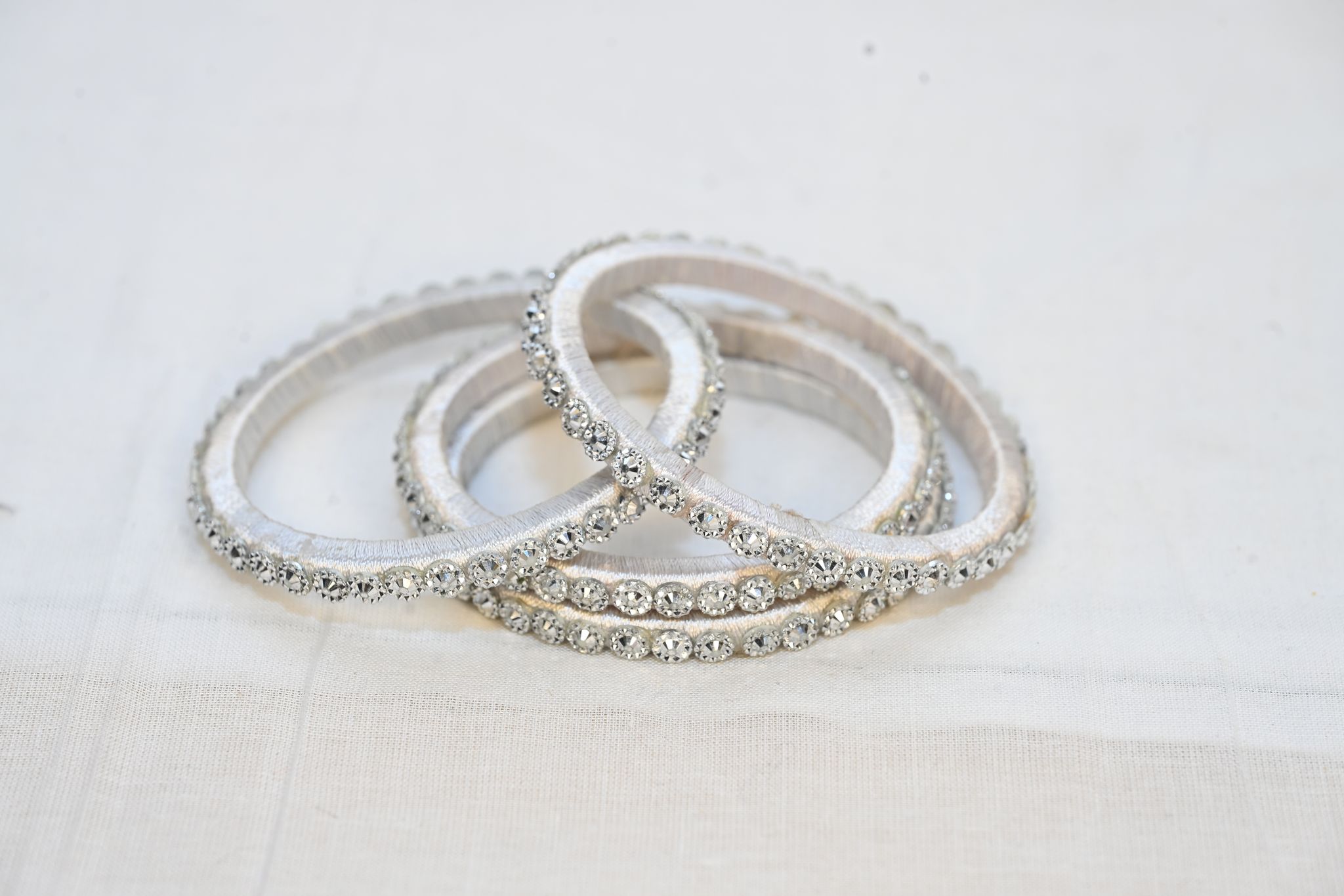 white thread bangle set - 04 view 2