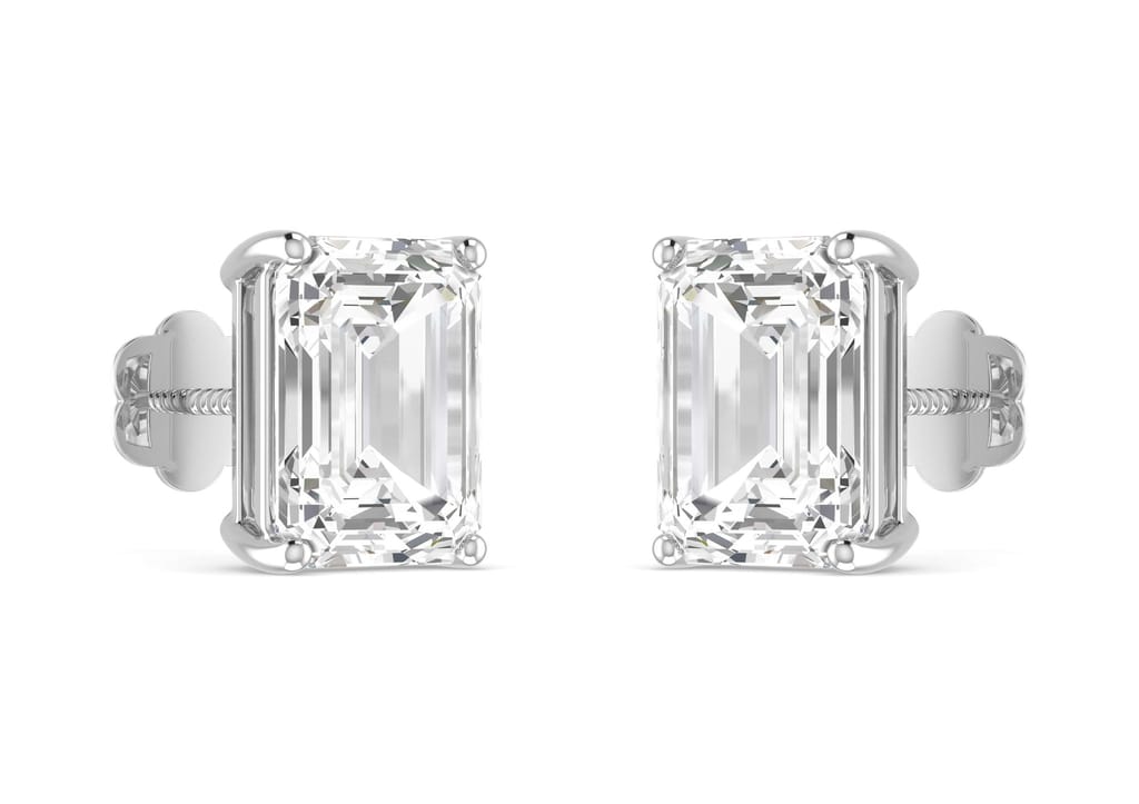 Emerald Solitaire Studs view 2