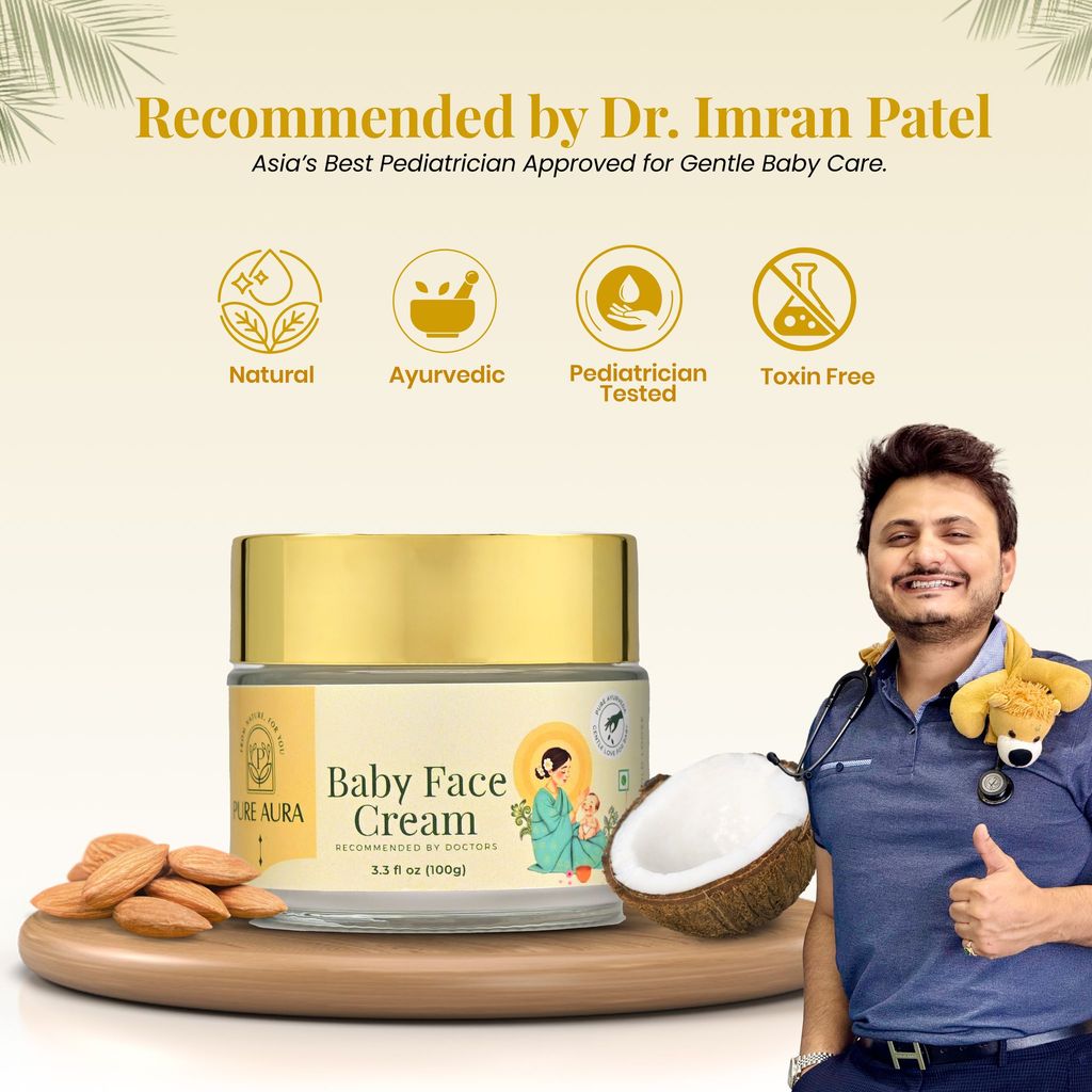 Pure Aura Baby Face Cream 100gm | Ayurvedic & Organic Face Cream for Kids | Infused with Shea Butter & Almond Oil |Chemical-Free | Nourishing & Moisturizing for Sensitive Skin | Safe for Newborns view 2