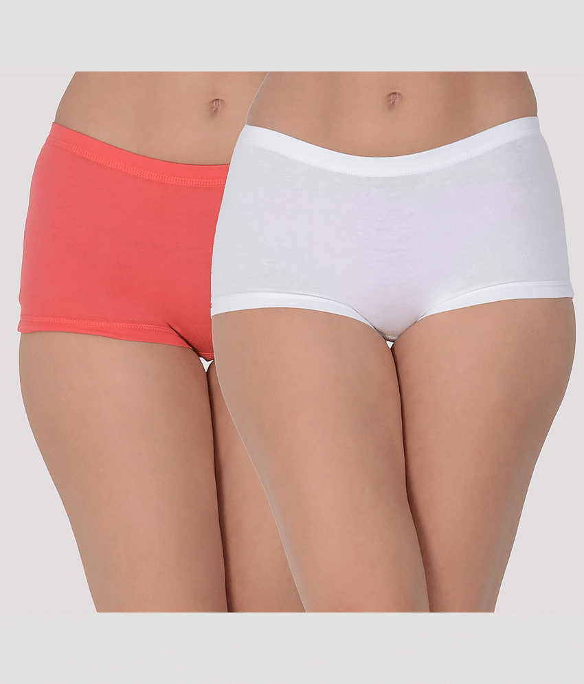 Leading Lady Pack of 2 Cotton Blend Briefs For Women ( Orange )