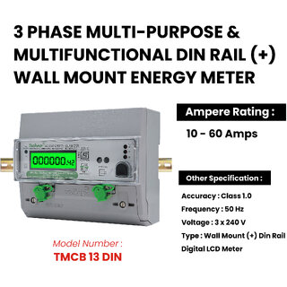 Digital Three Phase Din Rail Mount Energy Meter - TMCB 013 DIN view 2