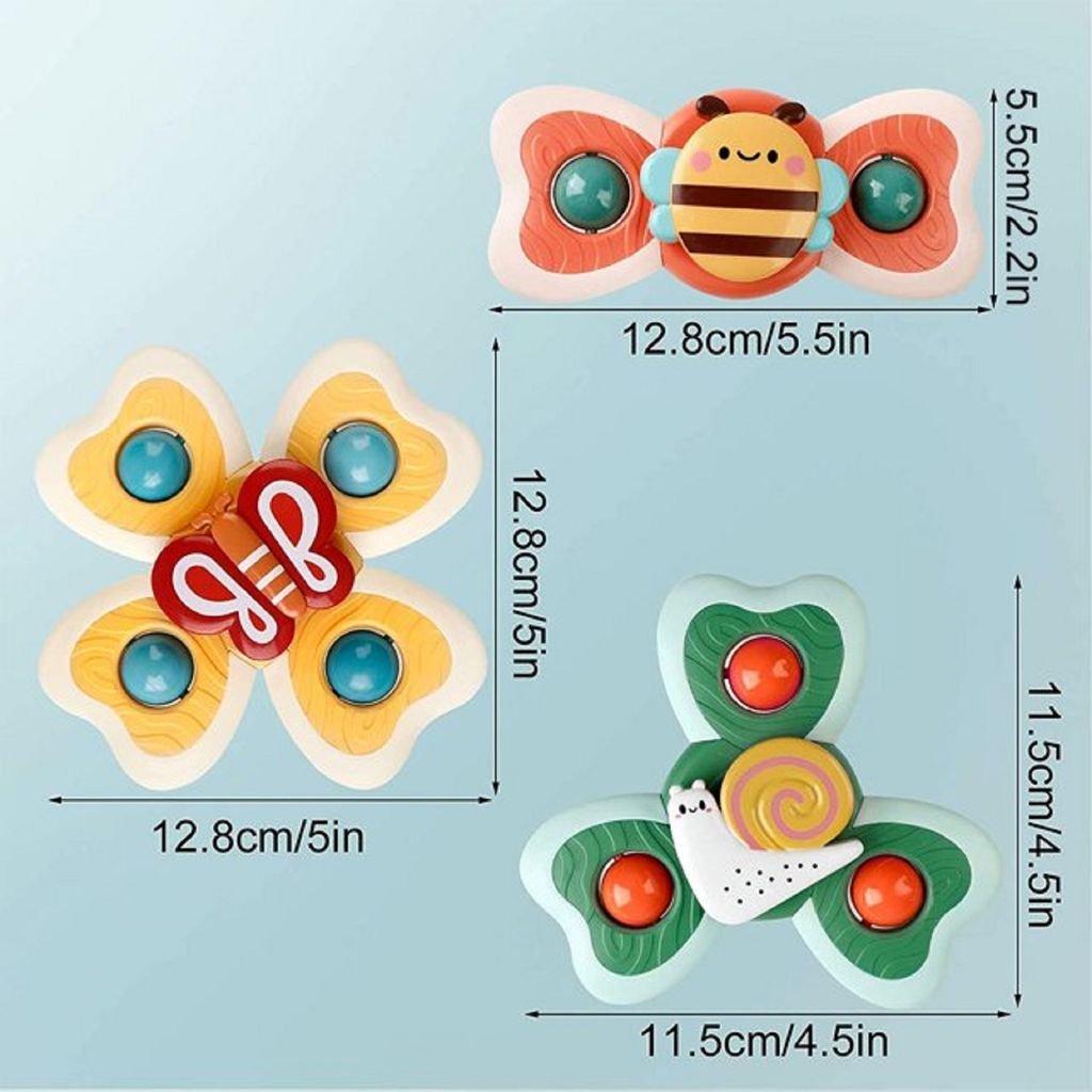 KTRS Enterprise 3pcs Suction Cup Spinning Top Toys for 3+ Years Old Kids Spinner Toys Persistent Rotation Suction Cup Bath Toys Hand-Eye Coordination Training Stress Relief Colorful Windmill Toy view 2