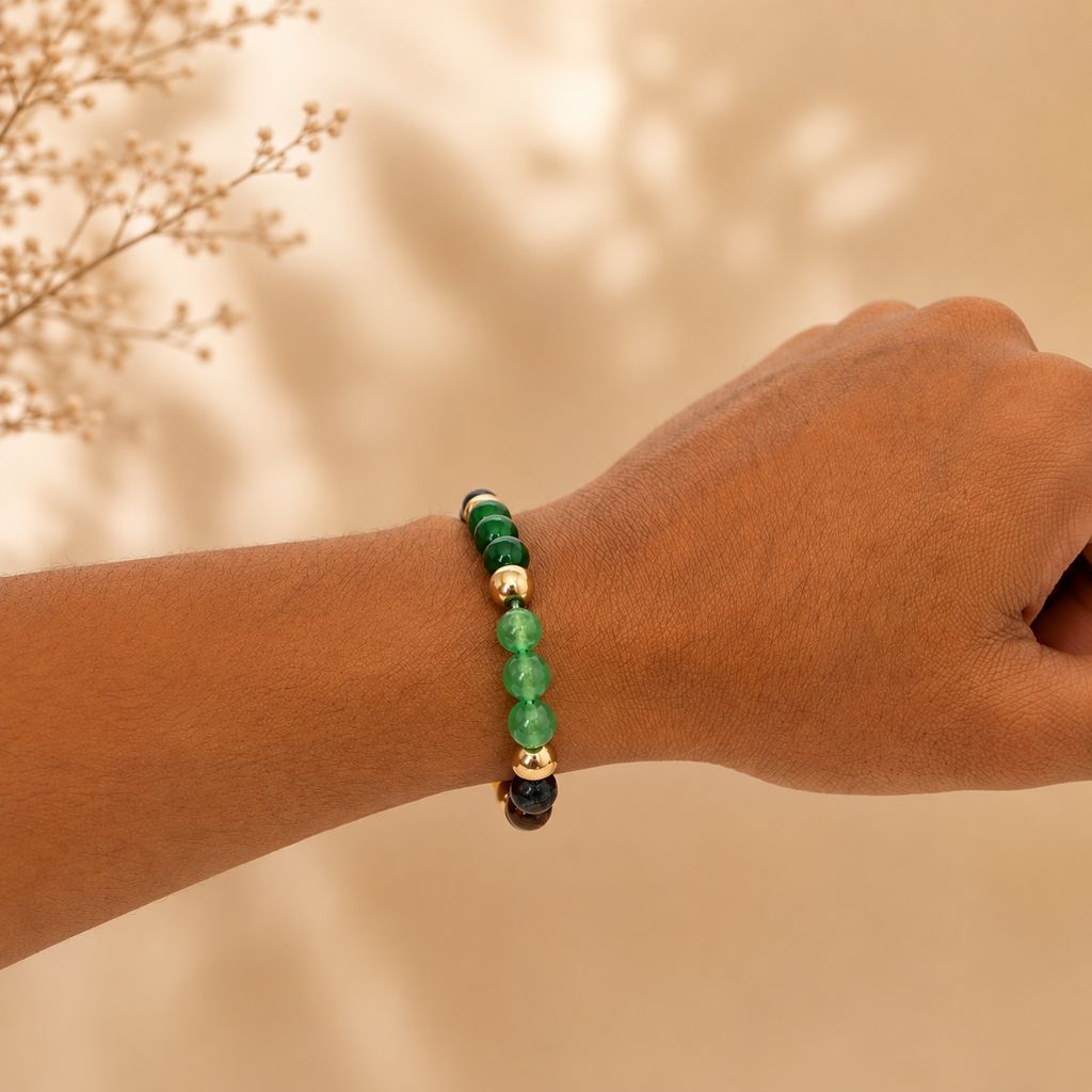 Shrifal Certified Dhan Yog Money Magnet Bracelet for Men & Women | Natural Pyrite, Citrine, Green Aventurine, Tiger Eye & Clear Quartz Crystal 8mm Beads | Wealth, Luck & Prosperity view 2