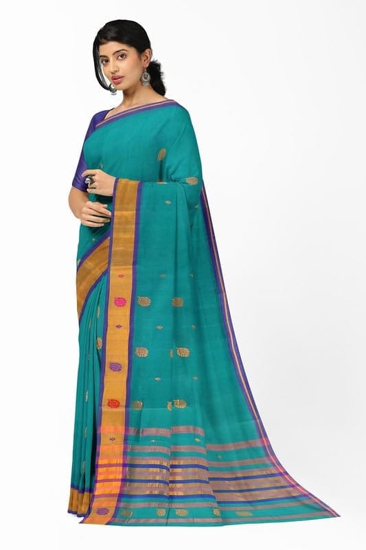 APCO Handloom - Women's Venkatagiri Pure Cotton Handloom Saree, Blue 07 view 2