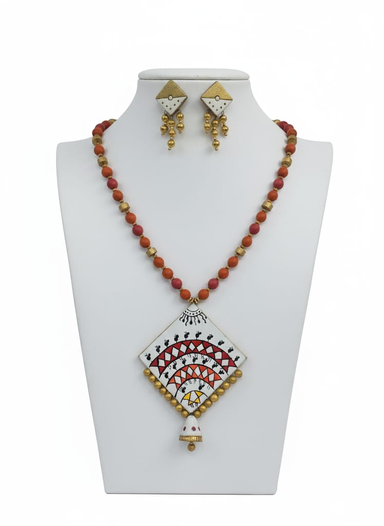Terracotta Tribal Art Necklace Set