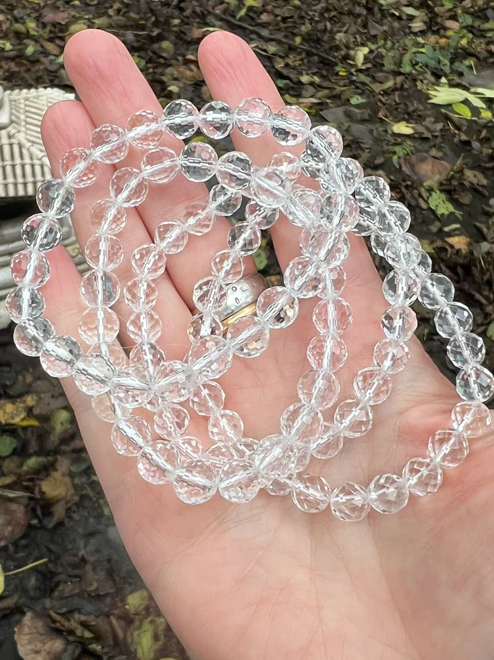 High Clarity Clear Quartz Crystal Bracelet (Size - 6.5") view 2