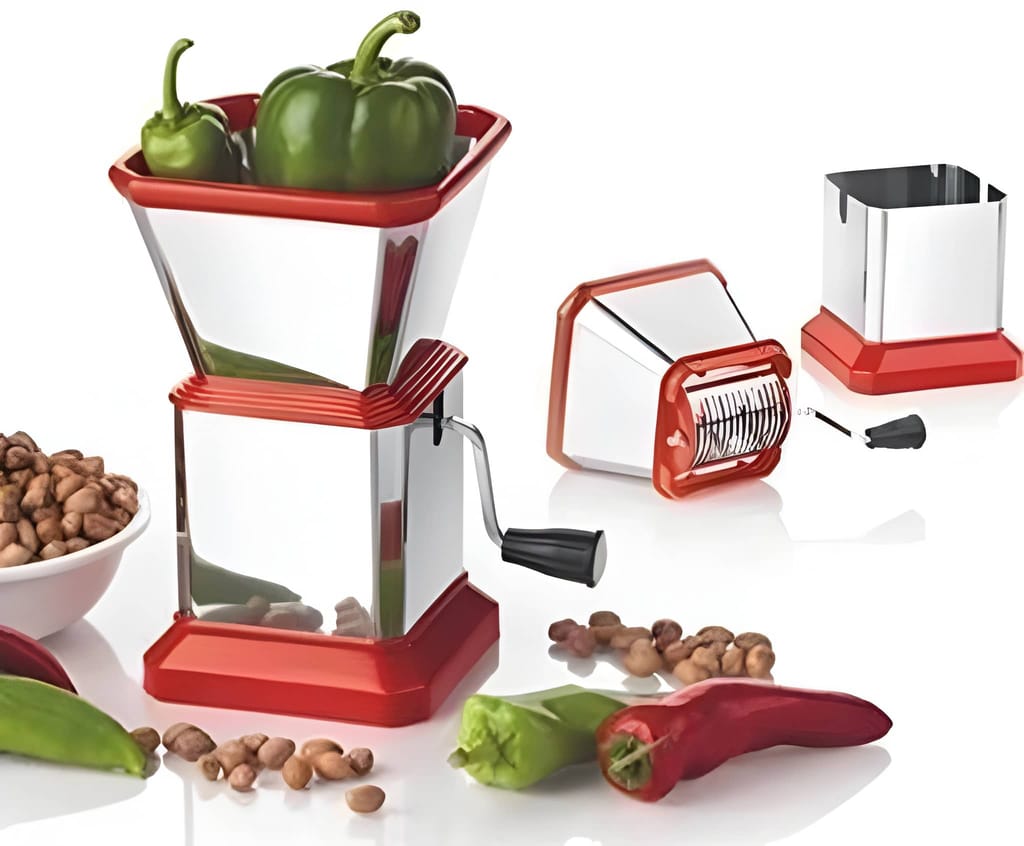 Heavy Duty Manual Vegetable Chopper | Plastic & Stainless Steel Onion, Chilli & Dry Fruit Cutter | Multipurpose Hand Pull Food Chopper for Onion, Garlic, Chilli, Vegetables, Herbs & Dry Fruits (Original) view 2