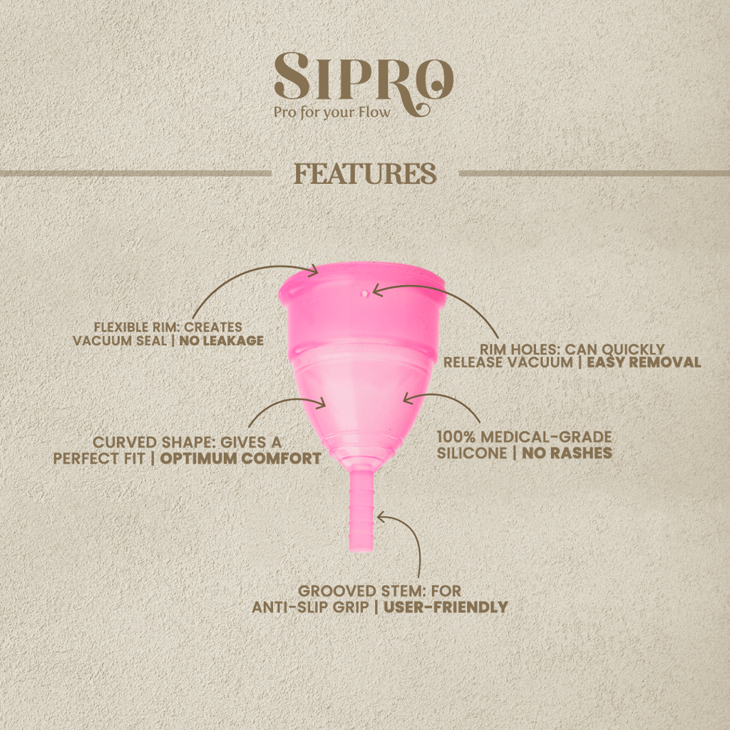 SIPRO Reusable Menstrual Cup for Women | Travel Friendly with Pouch, Ultra Soft Odour & Rash Free,100% Medical Approved Silicone |12 Hours Protection, No Leakage FDA Approved (Pack of 1) | view 2