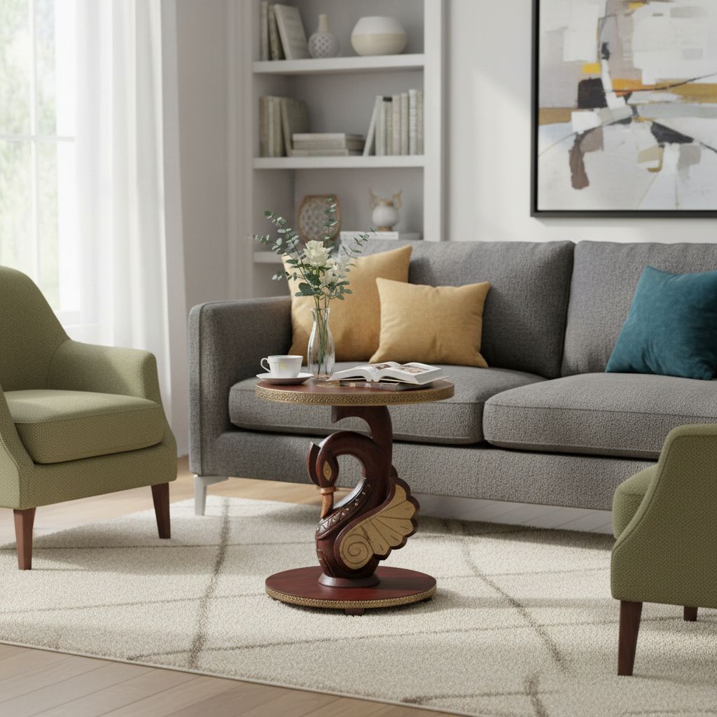 Wooden Brass Metal Duck Coffee Table view 2