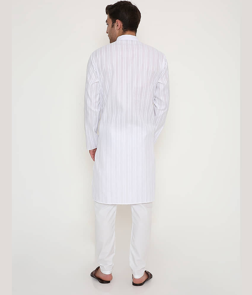 Maharaja Viscose Self Design Regular Fit Kurta Pyjama Set For Men ( White ) view 2