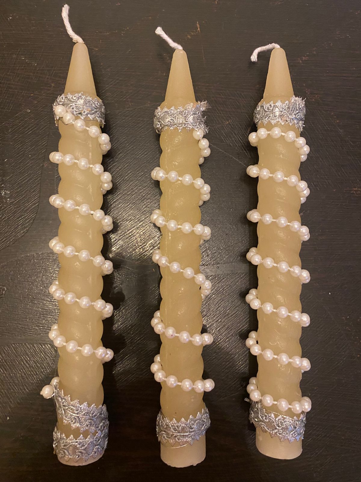 Decorated bee wax decorated candles. 1 candles PCS