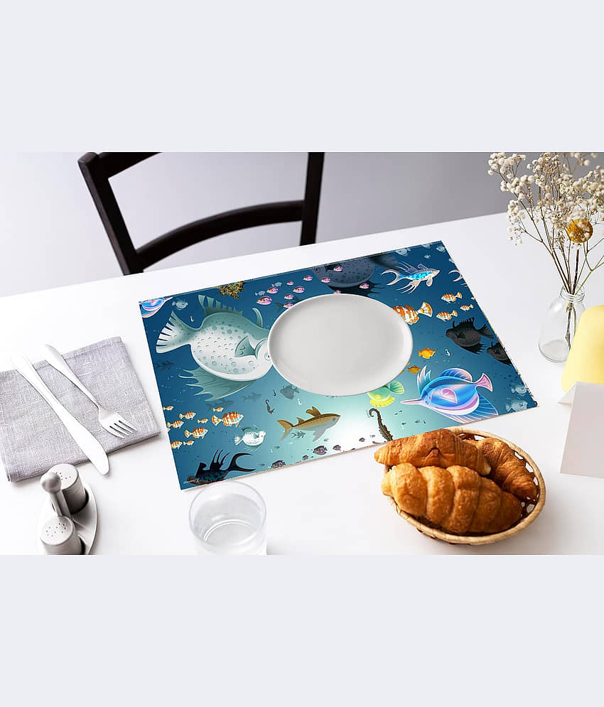 Revexo PVC Solid Rectangle Table Mats & Coasters ( 40 cm x 30 cm ) Pack of 1 - Multi view 2