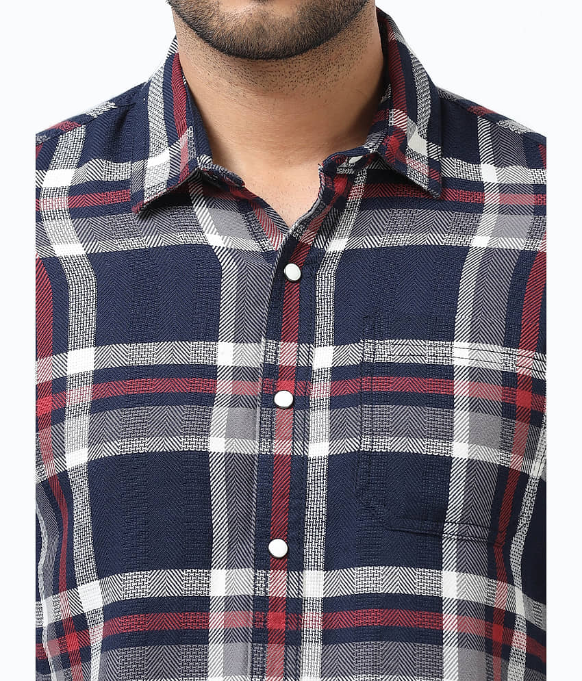 Cool Colors Cotton Blend Slim Fit Checks Full Sleeves Men's Casual Shirt - Blue ( Pack of 1 ) view 2