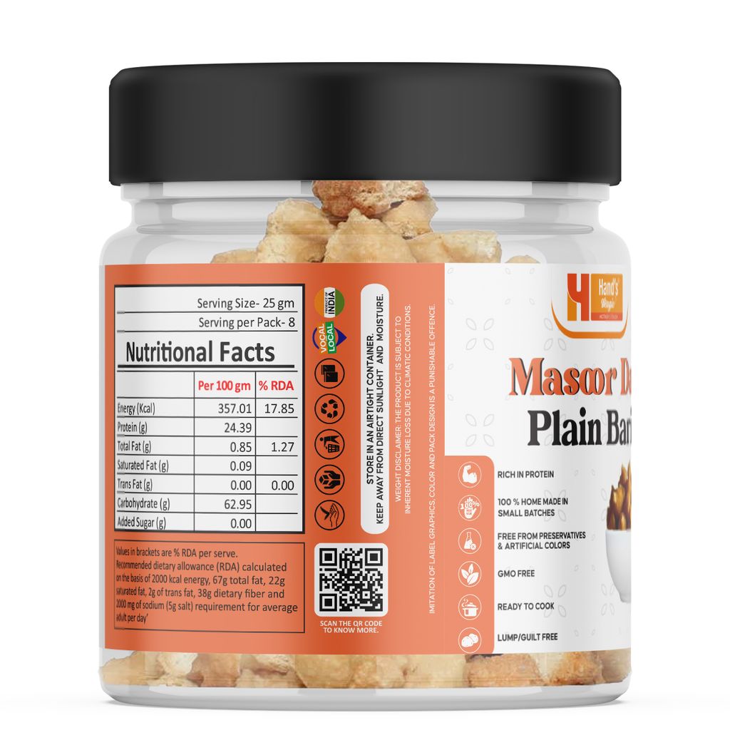 Hand’s Magic Masoor Dal Plain Bari | High Protein | Ready to Cook | 100% Homemade | No Preservatives | 200g view 2