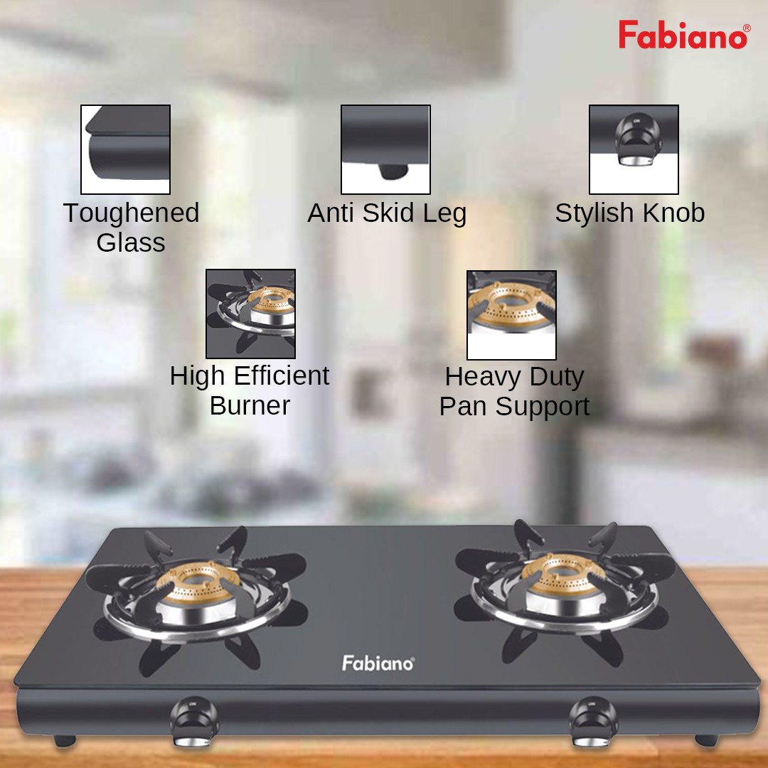 Fabiano 2 Burner Radiant Gas Stove - Black view 2