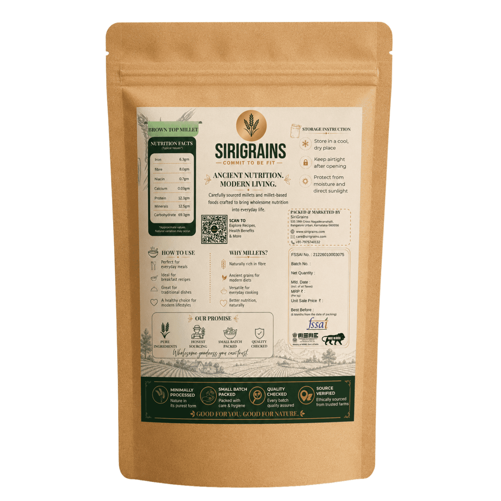 SiriGrains Premium Browntop Millet 1kg | Whole Unpolished Millet (Hari Kangni, Korale, Andu Korralu) | Rare Traditional Indian Millet view 2