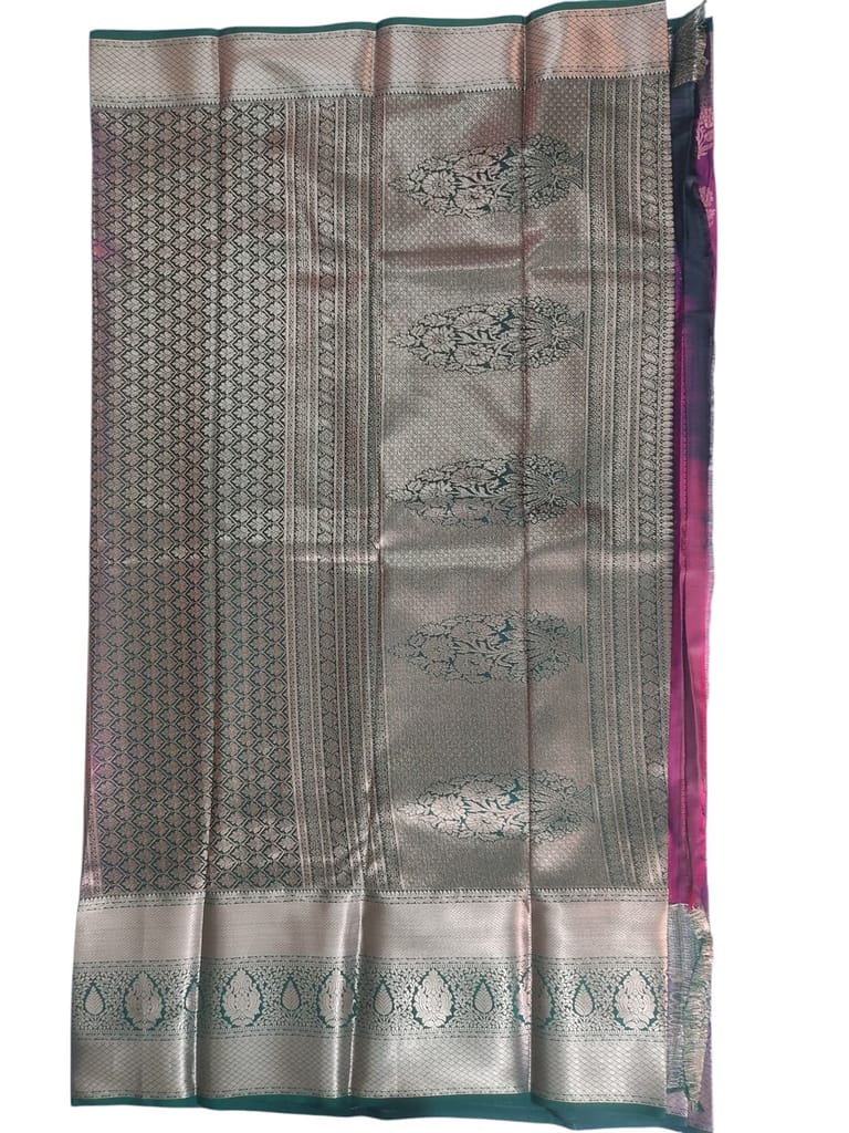 Pure Handloom Katan Silk Saree With Zari Butta Work And Meenakari Border view 2