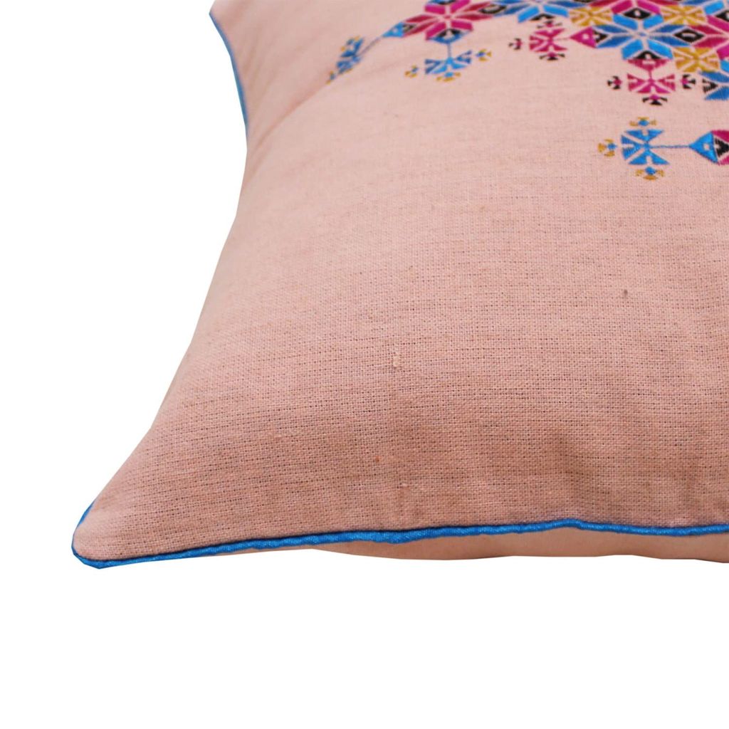 Garvi Gurjari (A Gujarat Govt Enterprise Cotton Peach Soof Embroidery Cushion Cover(GGCSCCC08) view 2