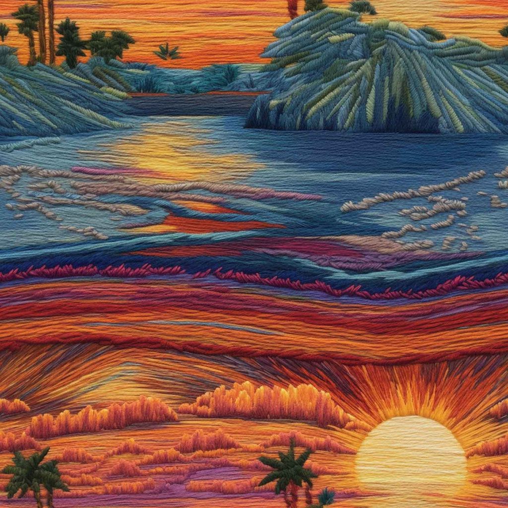 SUNSET VIEW PAINTING 24in X 24in WITH BLACK FRAME view 2