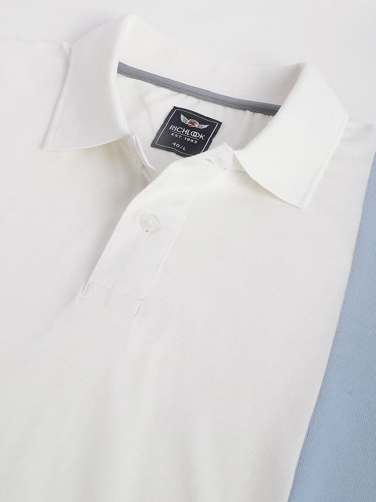 Men Cream Regular Fit Polo Neck T-Shirt view 2