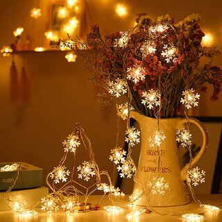 Minha Snowflake Serial String Lights for Decoration - 14 LED Snow Flake Fairy Lights Waterproof Indoor Outdoor for Home view 2