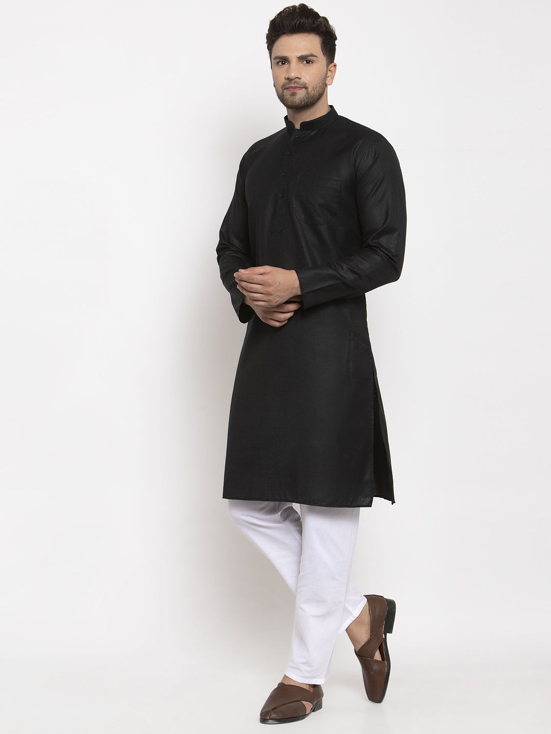 Men's Cotton Blend Solid Kurta Pyjama set view 2