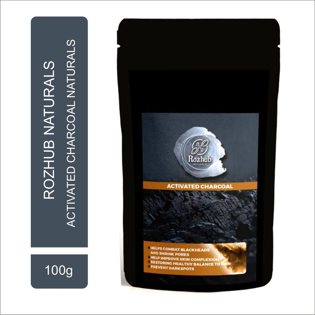 Rozhub Naturals Activated Charcoal Face Pack Powder - 100g view 2