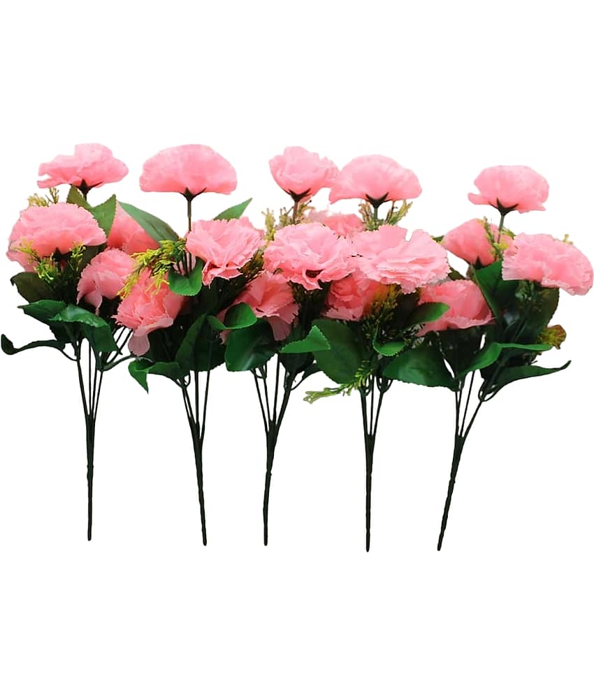 Hidooa - Pink Carnations Artificial Flower ( Pack of 5 )