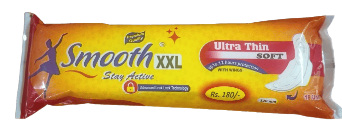 Smooth XXL Ultra Thin Soft Sanitary Pads with Wings - 18 Count