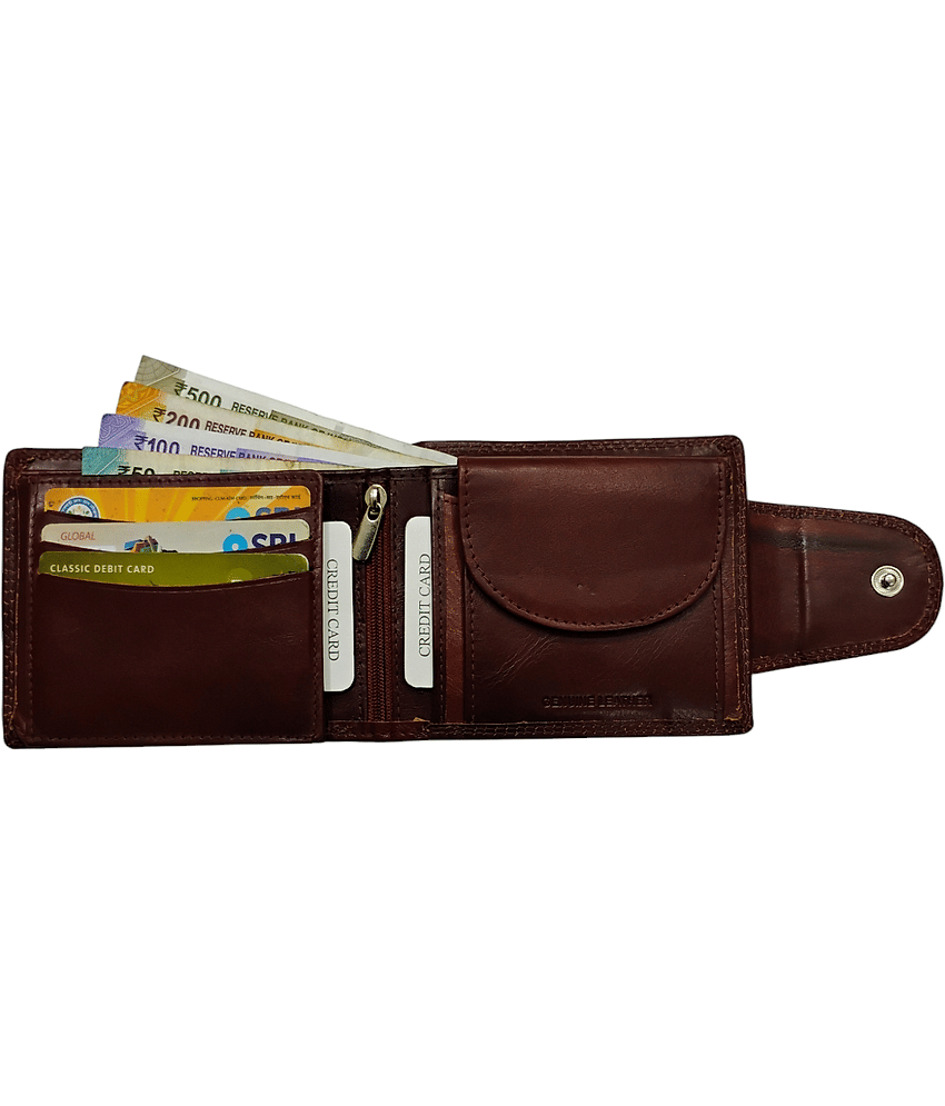 COCO ROYAL 100% Leather Solid Men's Two Fold Wallet With 10 Slots For Card ( Brown , Pack of 1 ) view 2
