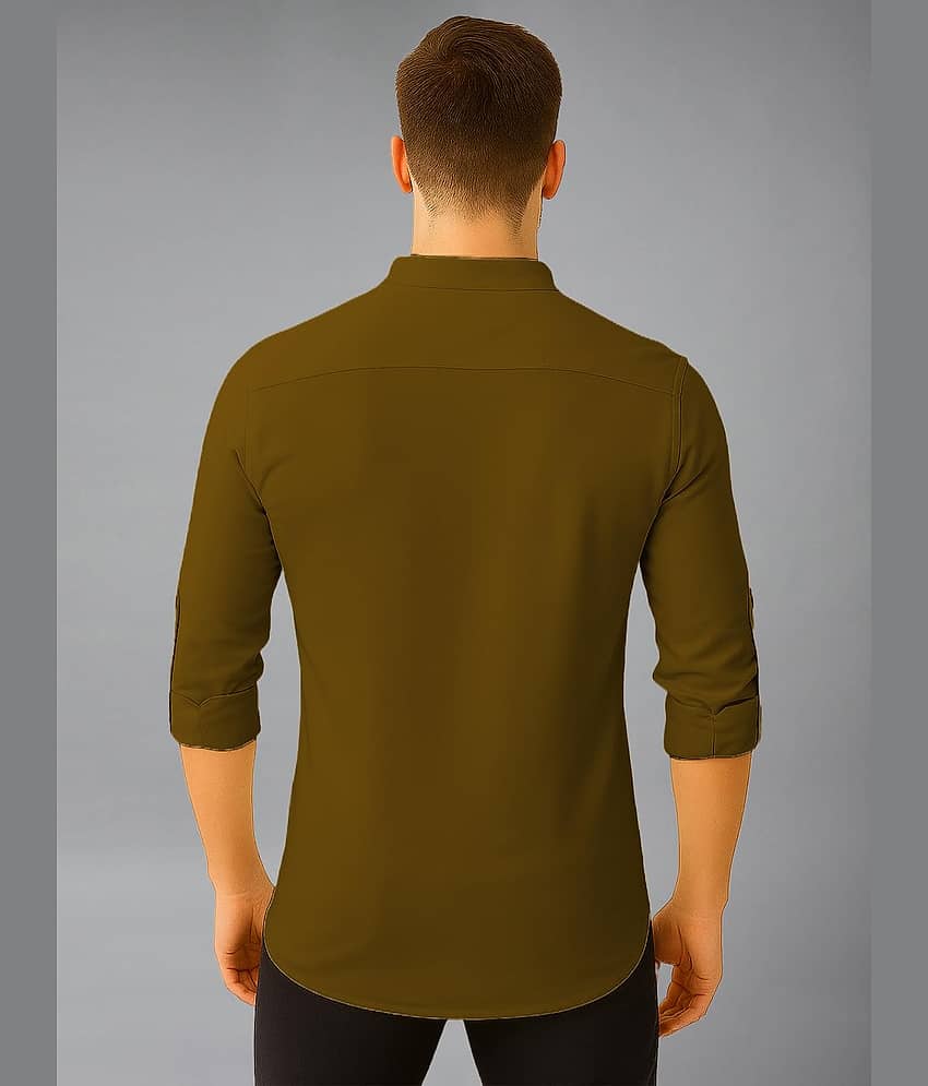 BHUVIKOO Cotton Blend Plain Shirt Style Kurta For Men ( Green ) view 2