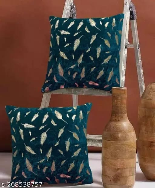Leaf Fur design cushion cover (16"x16") Pack of 5 (Green) view 2