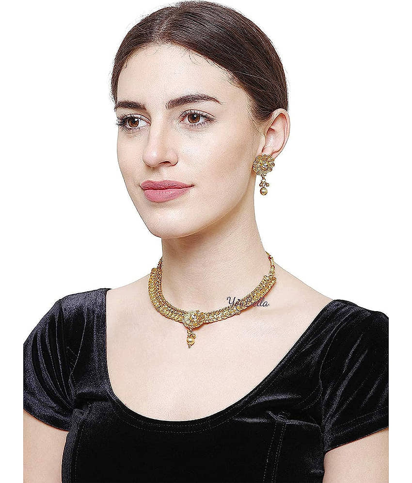 YOUBELLA Golden Alloy Necklace Set ( Pack of 1 ) view 2