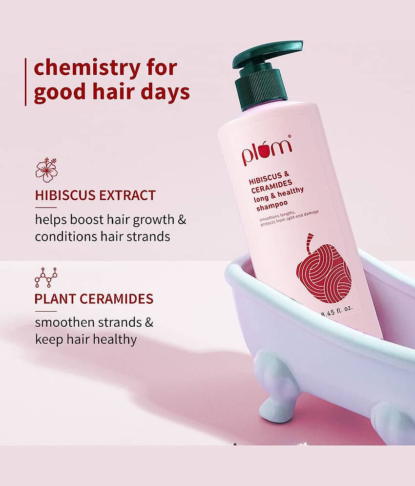 Plum Hibiscus & Ceramides Long & Healthy Shampoo|Conditions Hair,Prevents Split Ends (250 ml) view 2